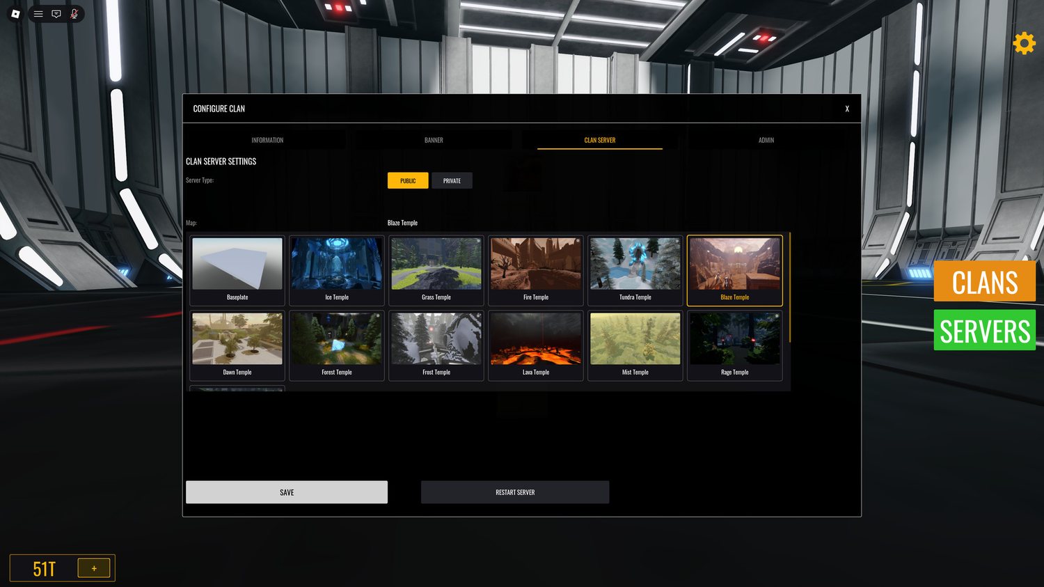 Clan server tab