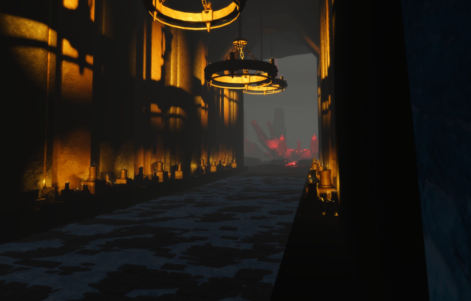 A lit hall