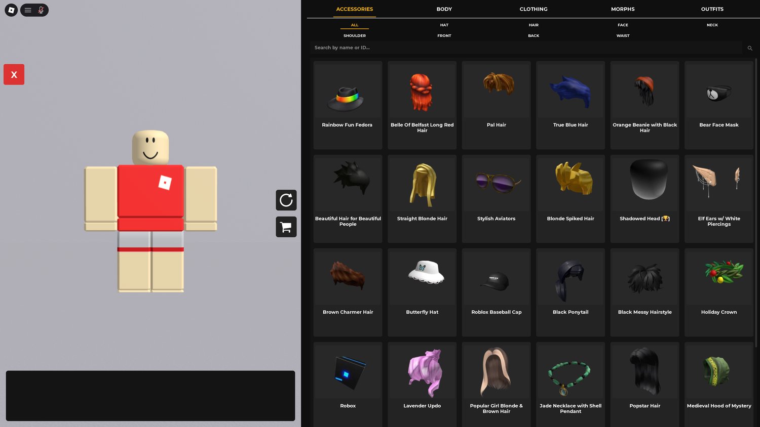 The avatar menu
