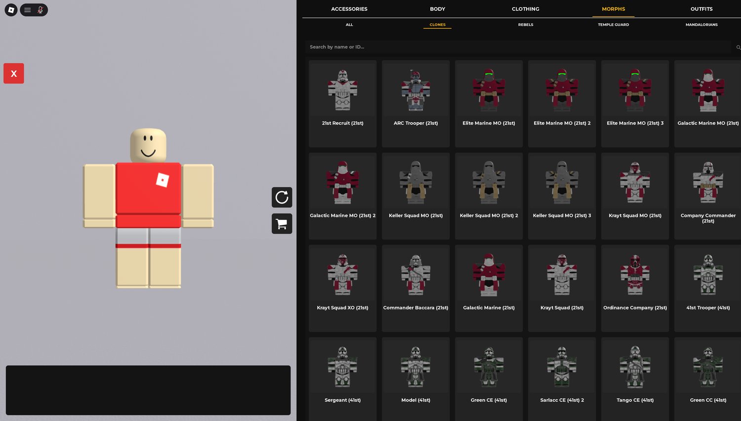 The morphs tab
