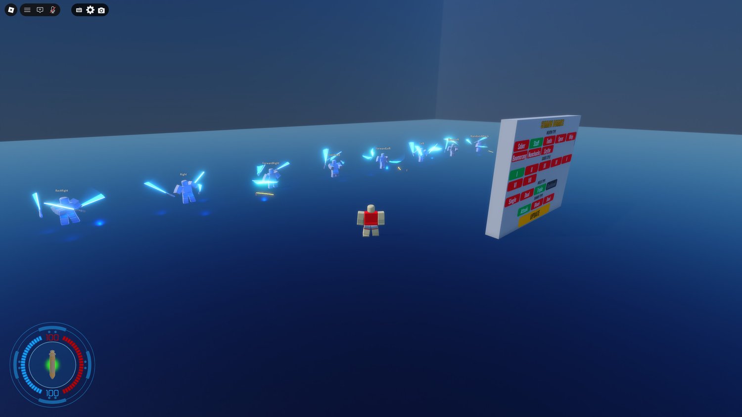 The full row of attack dummies